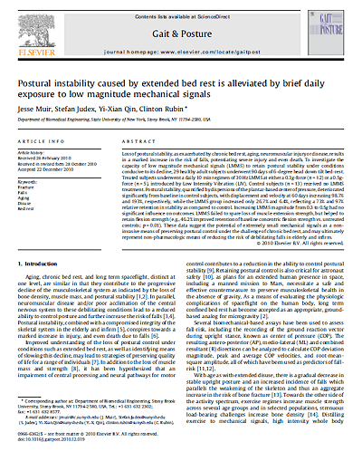 Postural instability caused by extended bed rest is alleviated by brief daily exposure to low magnitude mechanical signals